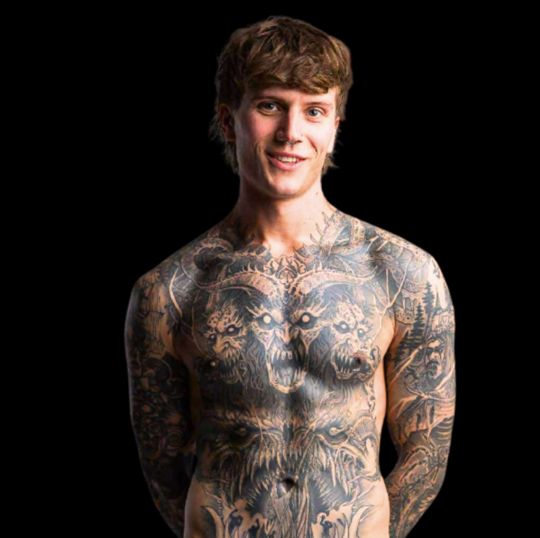 Shirtless Axel Addams, who is one of the Delicious Himbos.